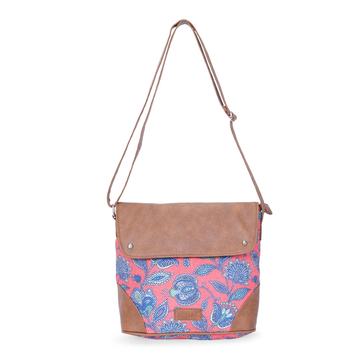 Sling Bag with Flap - Blue & White Flowers (BOGO)