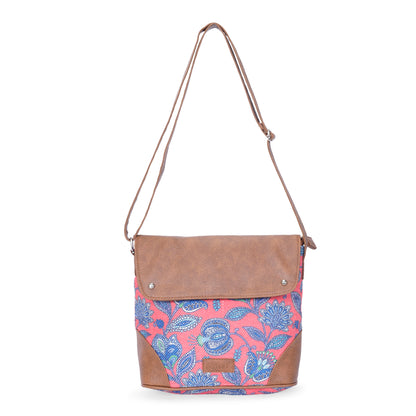 Sling Bag with Flap - Blue & White Flowers (BOGO)