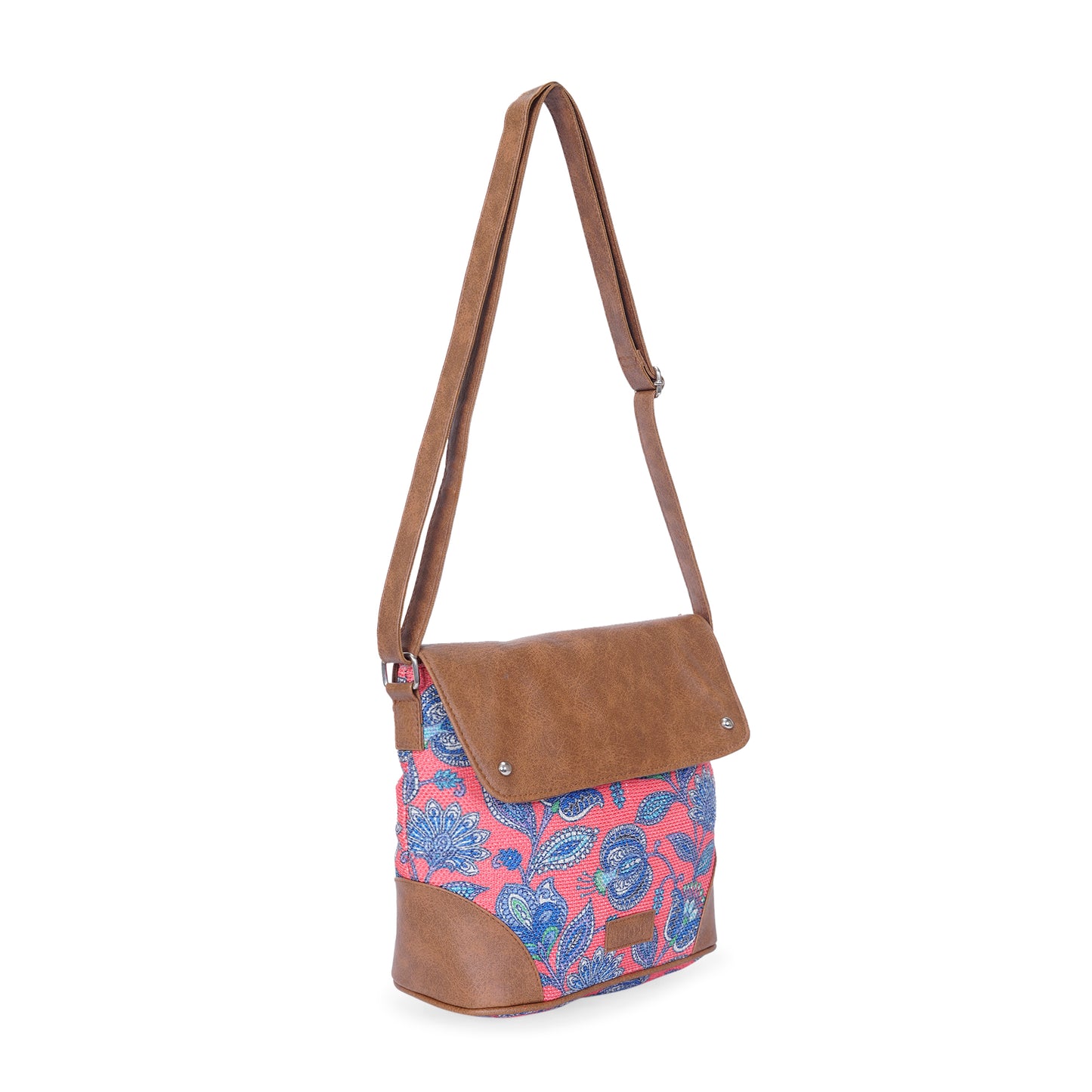 Sling Bag with Flap - Blue & White Flowers (BOGO)