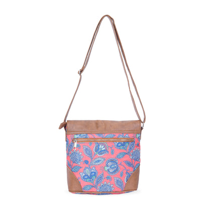 Sling Bag with Flap - Blue & White Flowers (BOGO)
