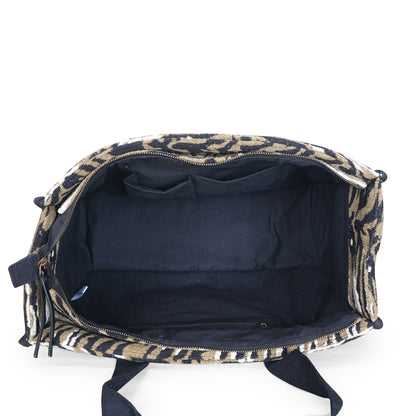 Anileo - Brown & Black Jacquard Box Bag - Jumbo