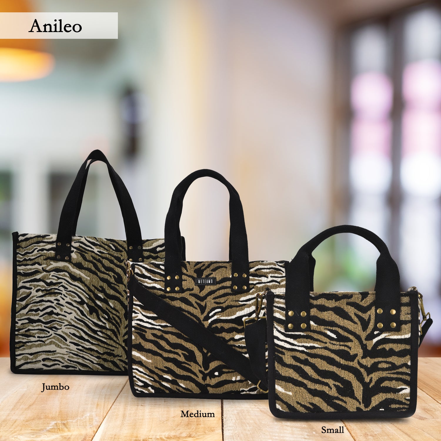 Anileo - Brown & Black Jacquard Box Bags - Set of 3