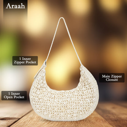 Araah- Raffia & Seashell Shoulder Bag