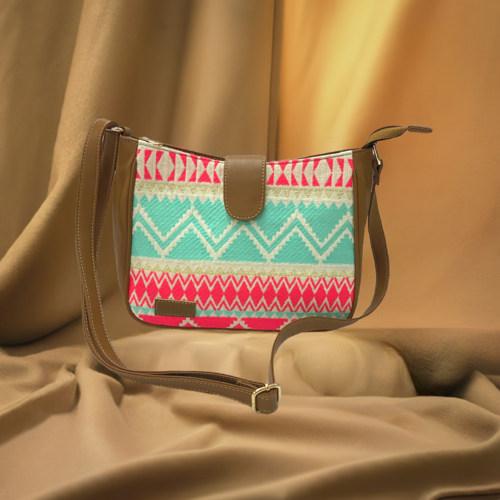 Artisan Weave Sling Bag - Mint Blush