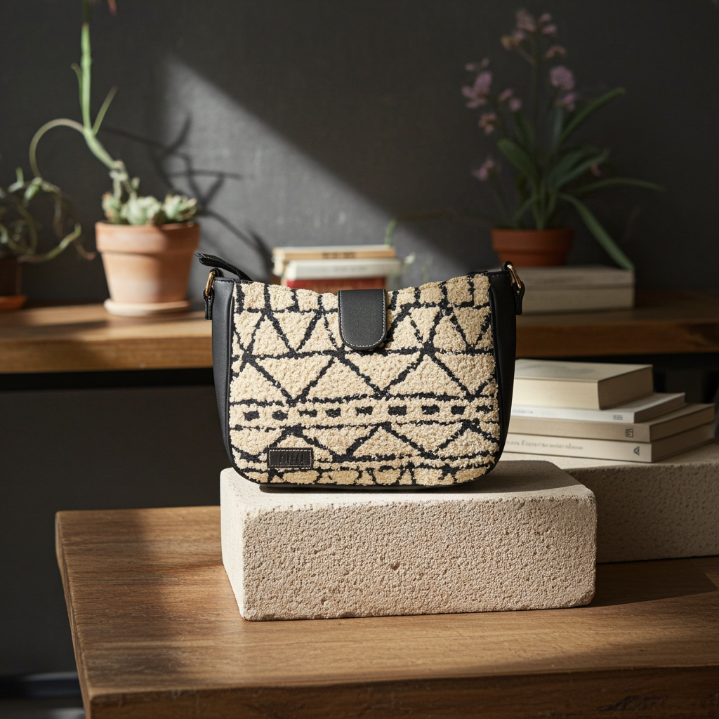 Artisan Weave Sling Bag - Monochrome Tribal