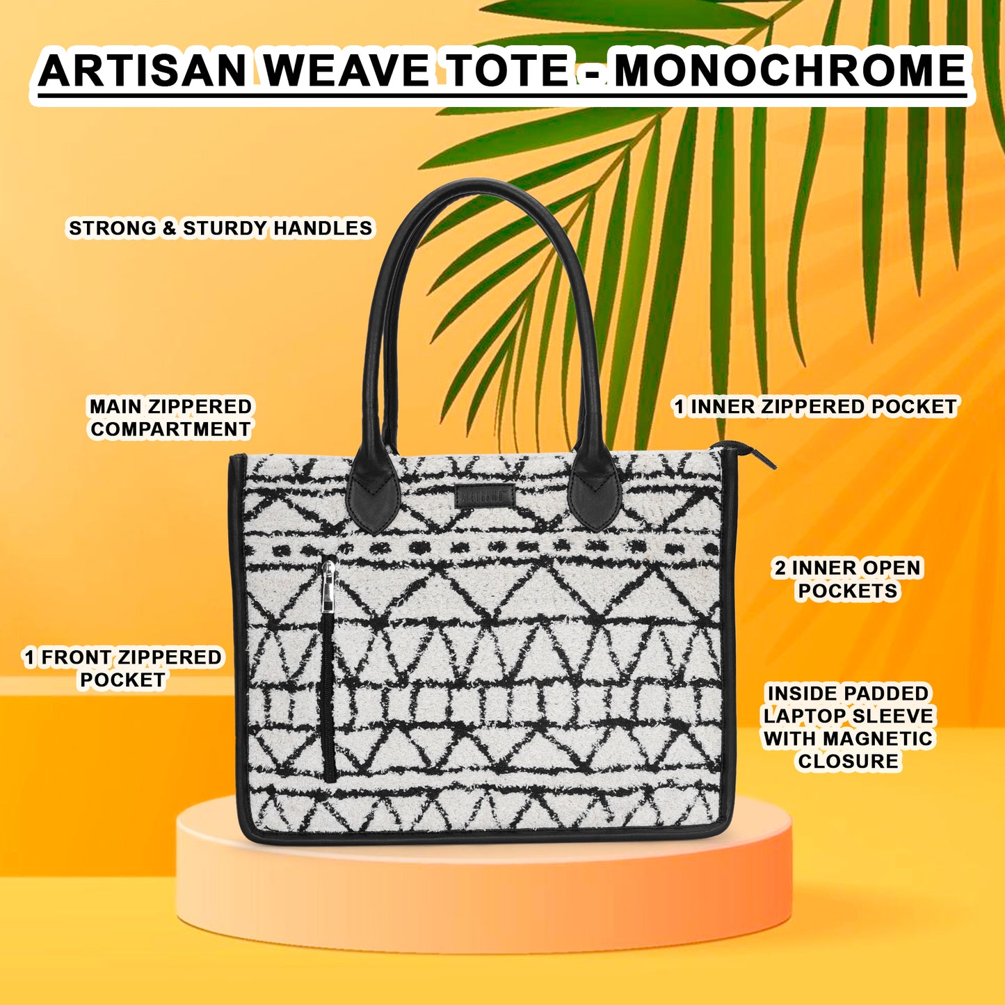 Artisan Weave Tote - Monochrome Tribal