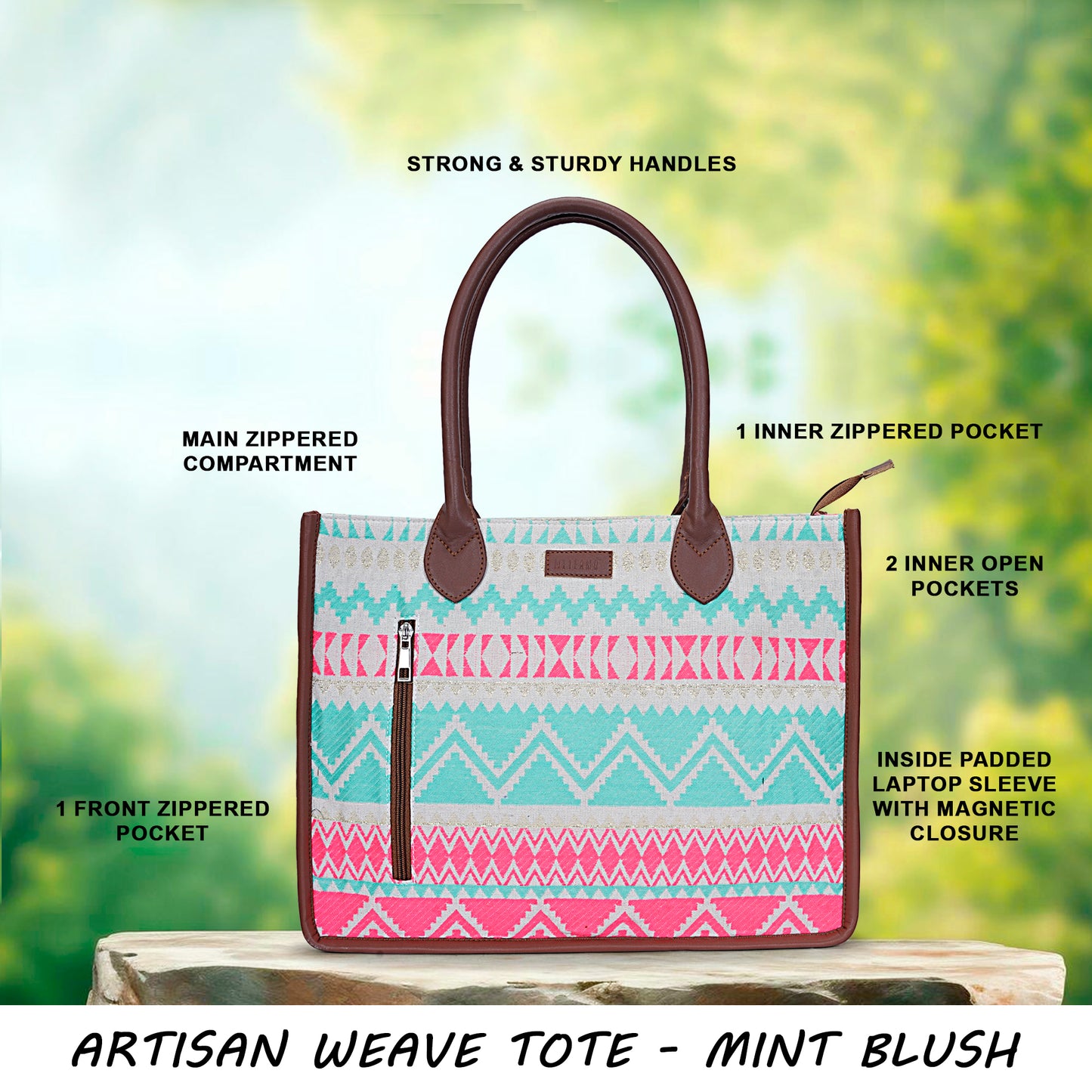 Artisan Weave Tote - Mint Blush