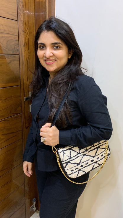 Artisan Baguette - Monochrome Tribal - Everyday Shoulder Bag (BOGO)