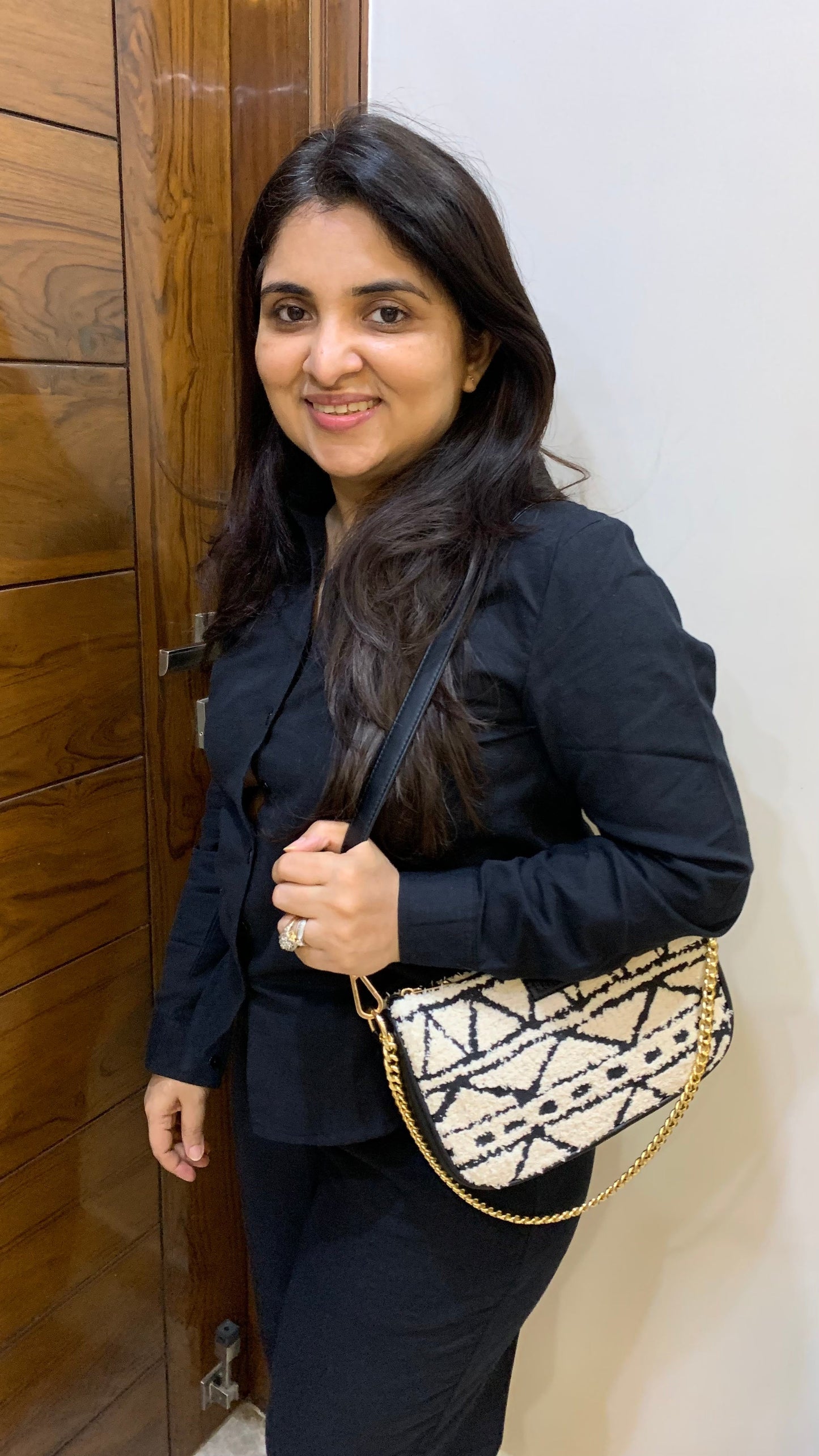 🎁 Artisan Baguette - Monochrome Tribal - Everyday Shoulder Bag (BOGO) (Discount)