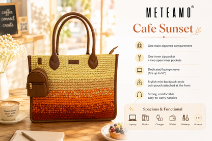 Cafe Sunset - Raffia Office Tote Bag