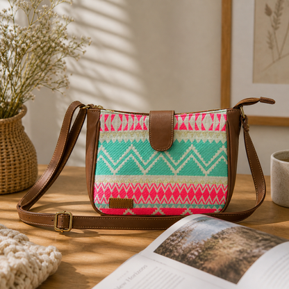 Artisan Weave Sling Bag - Mint Blush