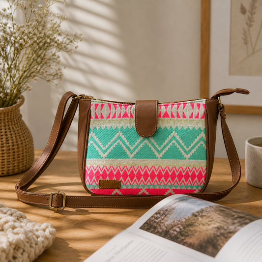 Artisan Weave Sling Bag - Mint Blush