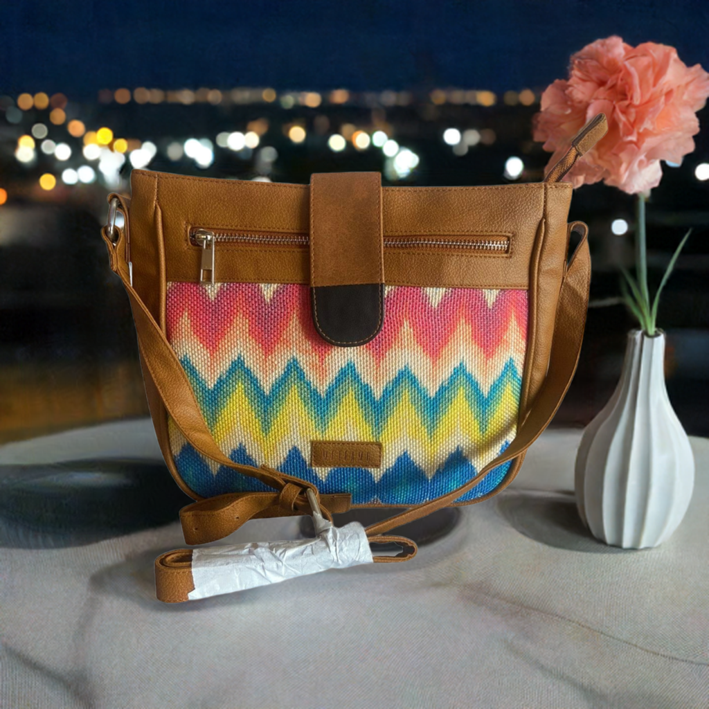 Crossbody Sling Bag - Multicolor Chevron