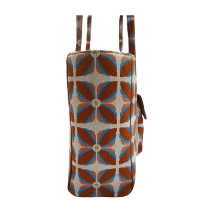 Vintage Petal Tote - Burnt Orange (with front pocket)