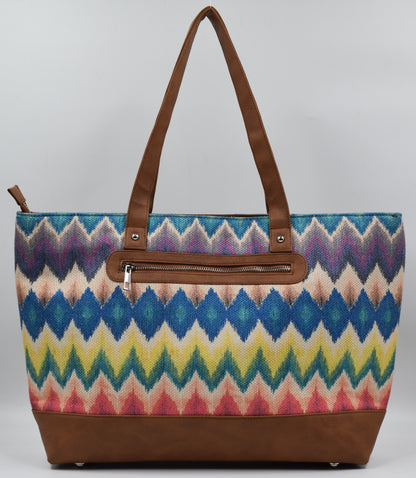 Multicolor Chevron - Tote Bag with Mini Pouch