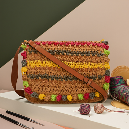 Debola - Multicolor Raffia Crossbody Bag