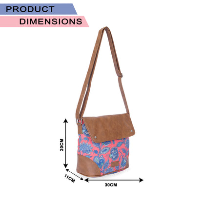 Sling Bag with Flap - Blue & White Flowers (BOGO)