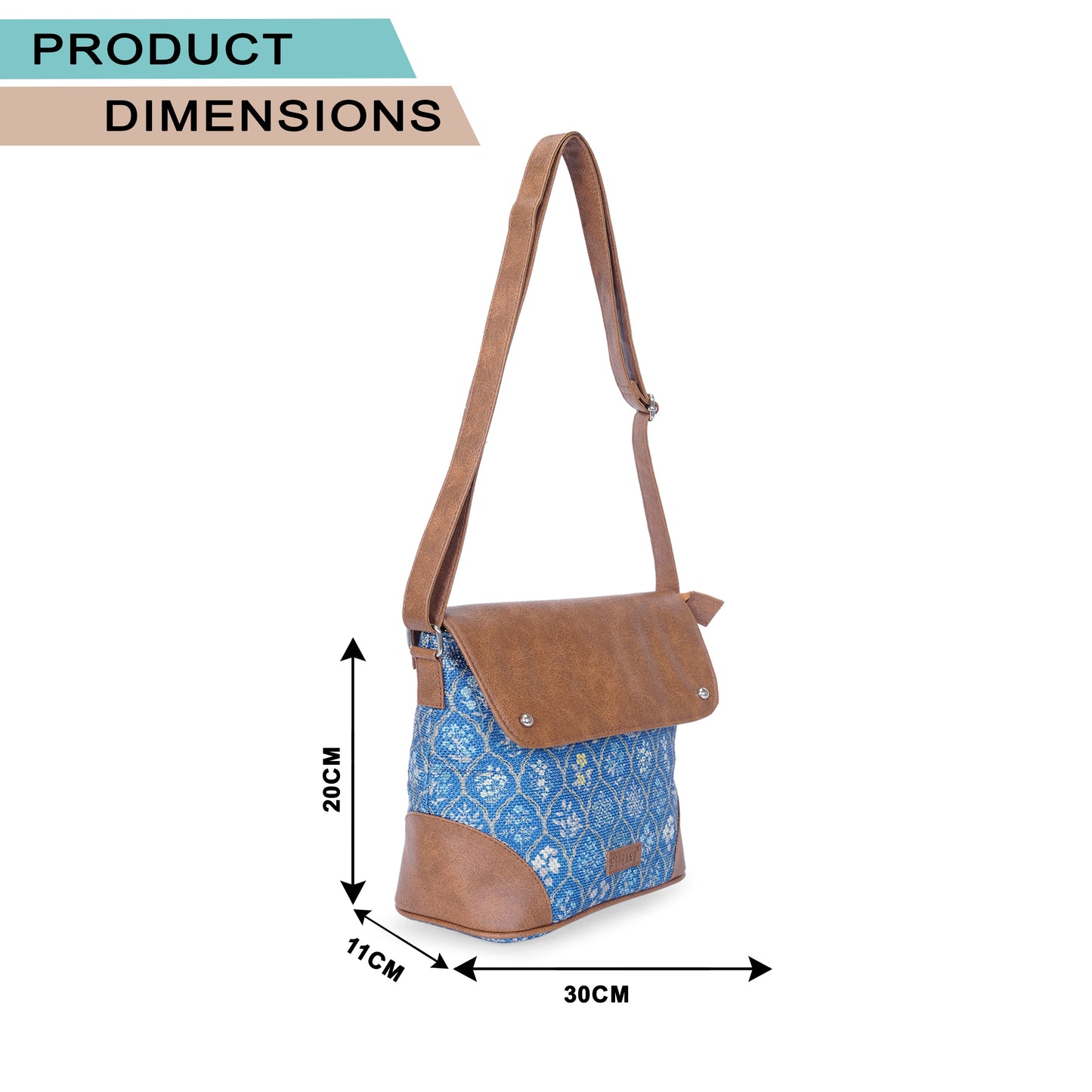 Sling Bag with Flap - Blue Flowers (BOGO)