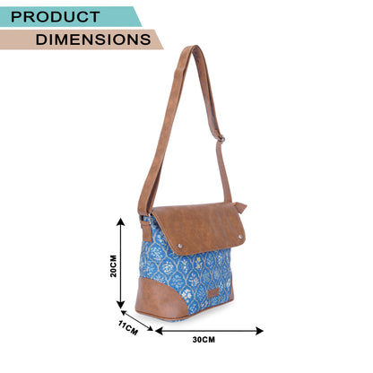 Sling Bag with Flap - Blue Flowers (BOGO)