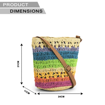 Nusayi - Multicolor Raffia Crochet Sling Bag