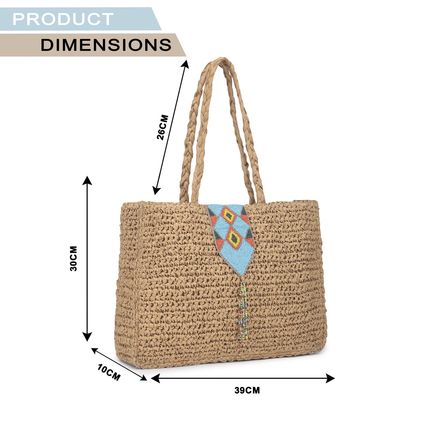 Daalin - Raffia Box Bag with Beaded Decorative Flap