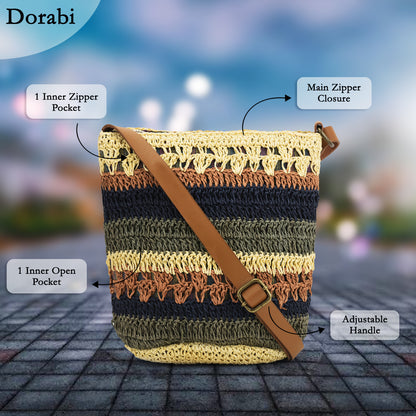 Dorabi - Multicolor Raffia Crochet Sling Bag