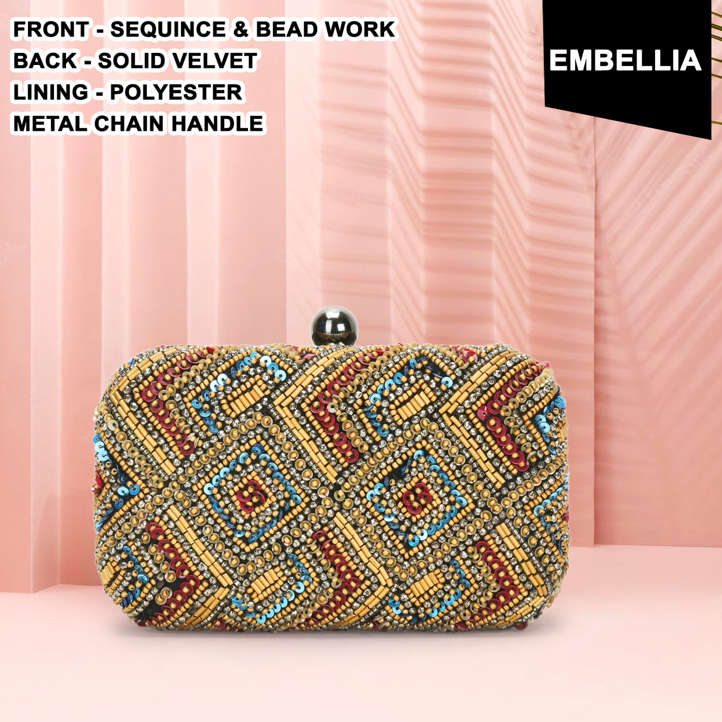 Embellia- Sequince & Beaded Clutch Bag