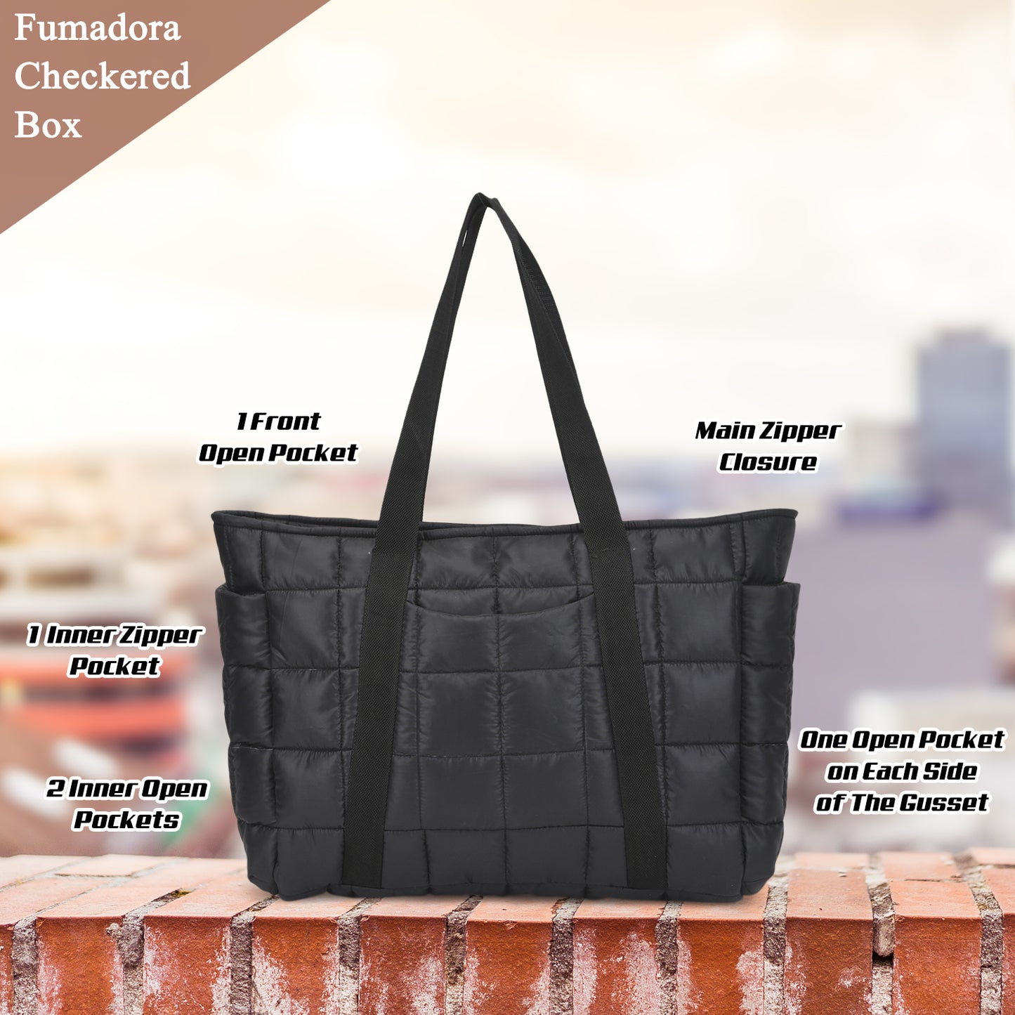 Fumadora Black - Checkered Box Fancy Puffer Handbag