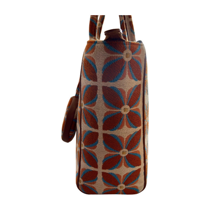 Vintage Petal Tote - Burnt Orange (with hanging coin pouch)