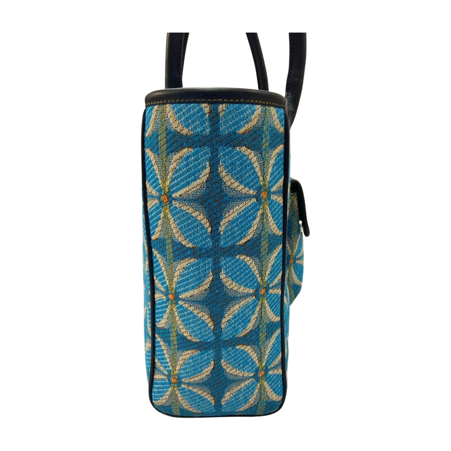 Vintage Petal Tote - Blue (with front pocket)