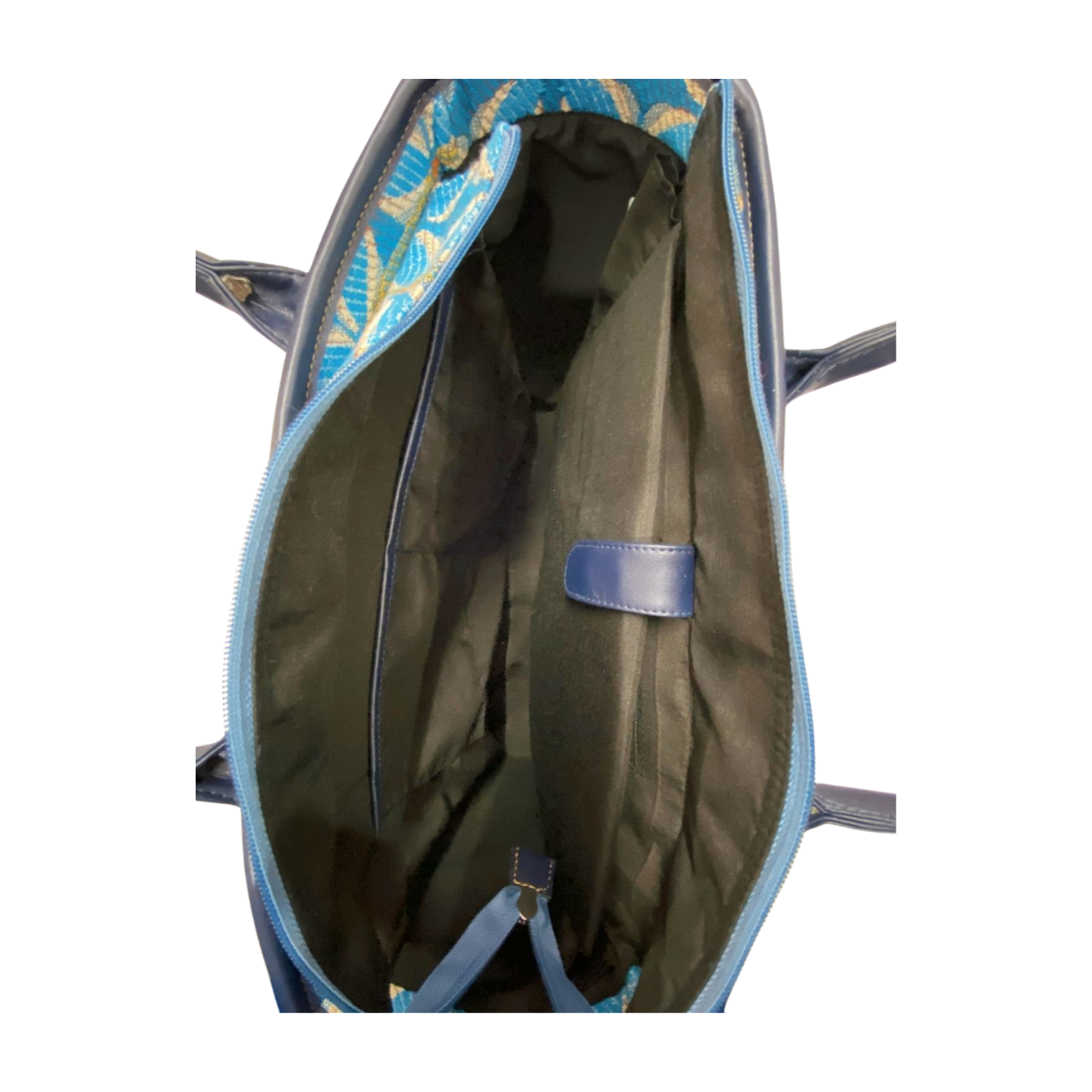 Vintage Petal Tote - Blue (with front pocket)