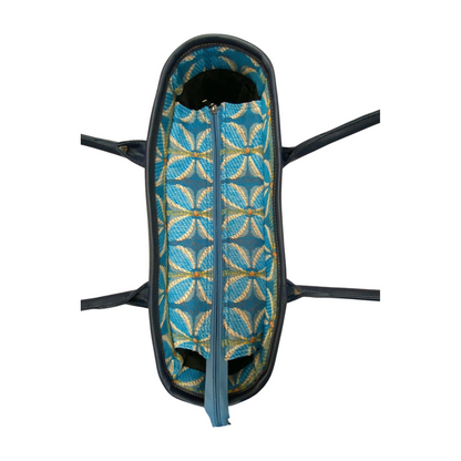 Vintage Petal Tote - Blue (with front pocket)