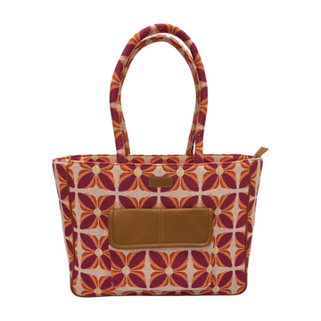 Vintage Petal Tote - Sunset Bloom (with front pocket)