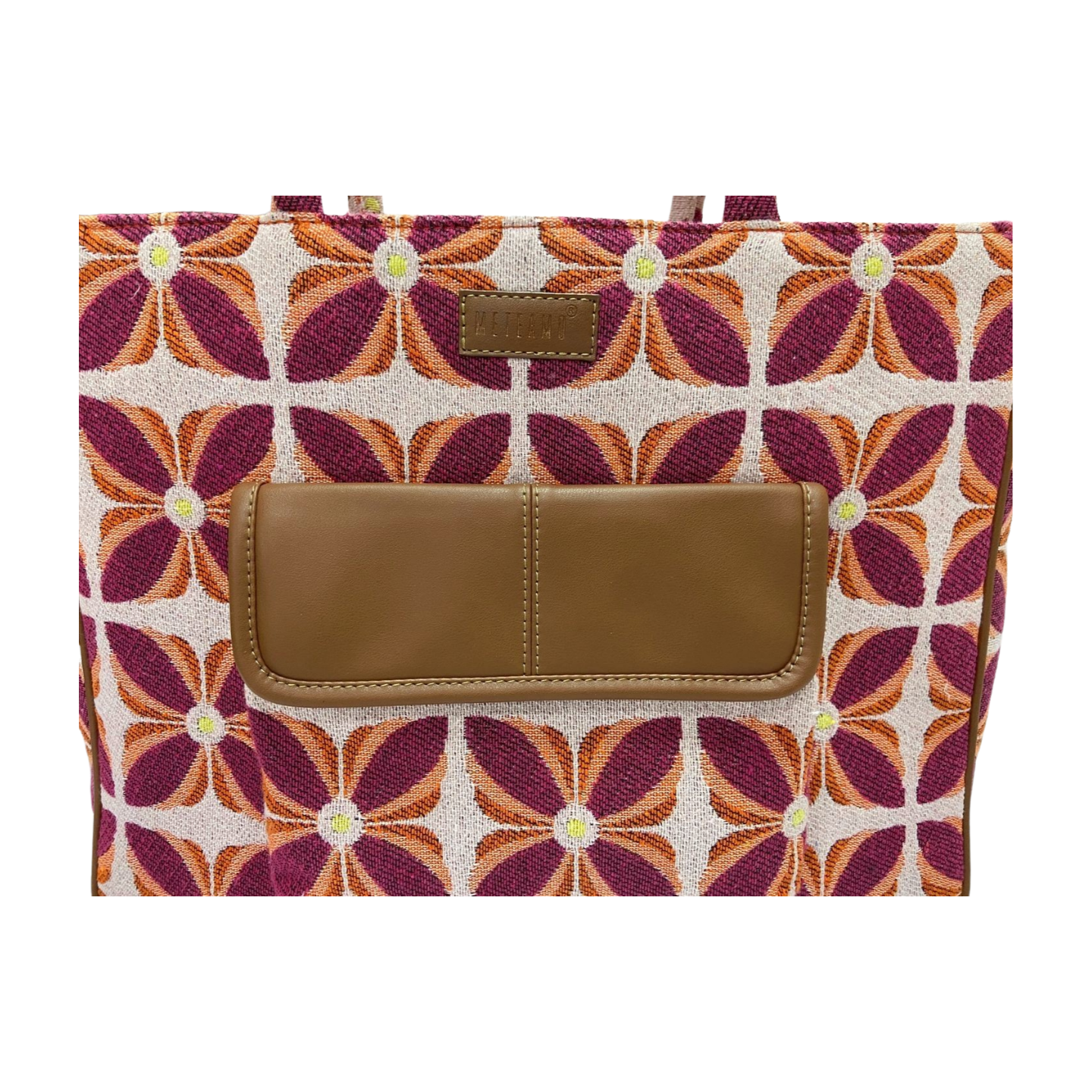 Vintage Petal Tote - Sunset Bloom (with front pocket)