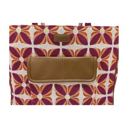 Vintage Petal Tote - Sunset Bloom (with front pocket)