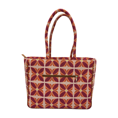 Vintage Petal Tote - Sunset Bloom (with front pocket)