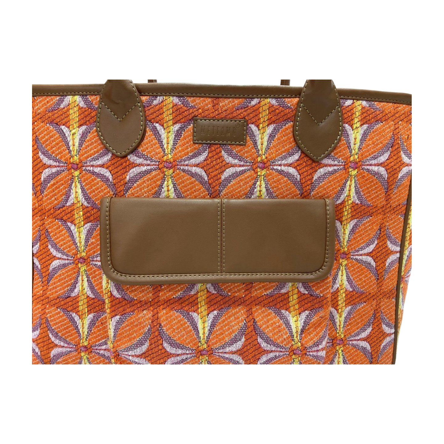 Vintage Petal Tote - Tangerine Bliss (with front pocket)