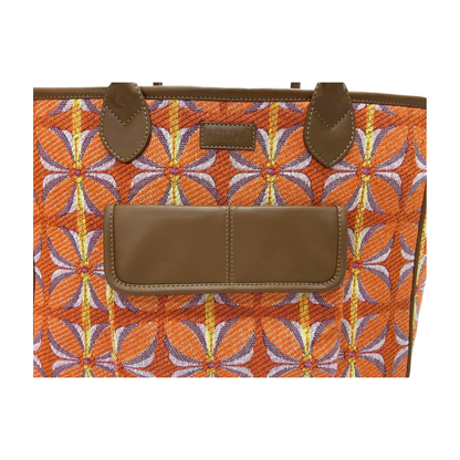 Vintage Petal Tote - Tangerine Bliss (with front pocket)