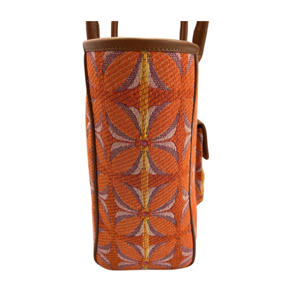 Vintage Petal Tote - Tangerine Bliss (with front pocket)