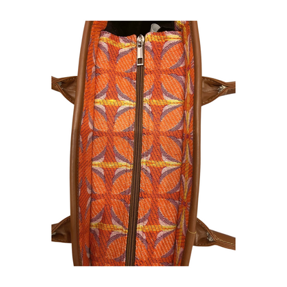 Vintage Petal Tote - Tangerine Bliss (with front pocket)