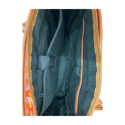 Vintage Petal Tote - Tangerine Bliss (with front pocket)