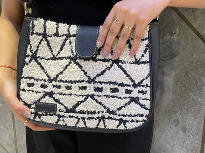 Artisan Weave Sling Bag - Monochrome Tribal