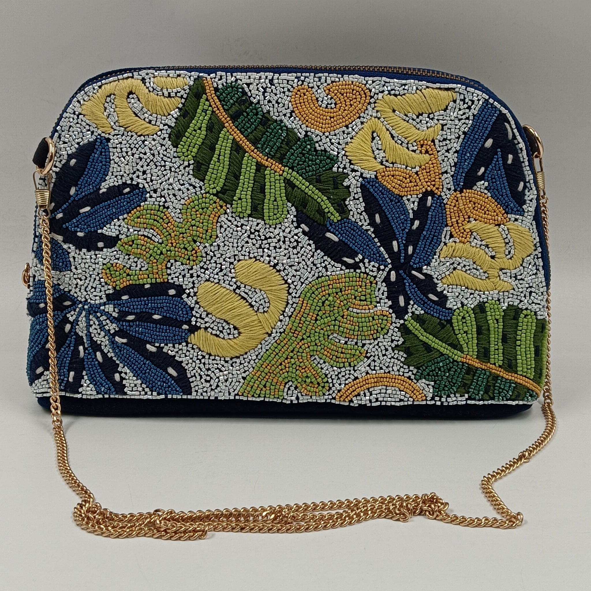 Sequina Green - Beaded & Hand Embroidered Make-Up Pouch