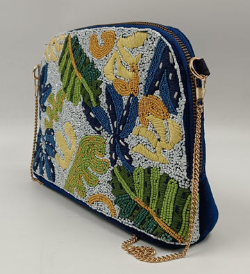 Sequina Green - Beaded & Hand Embroidered Make-Up Pouch