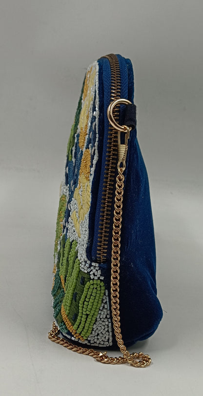 Sequina Green - Beaded & Hand Embroidered Make-Up Pouch