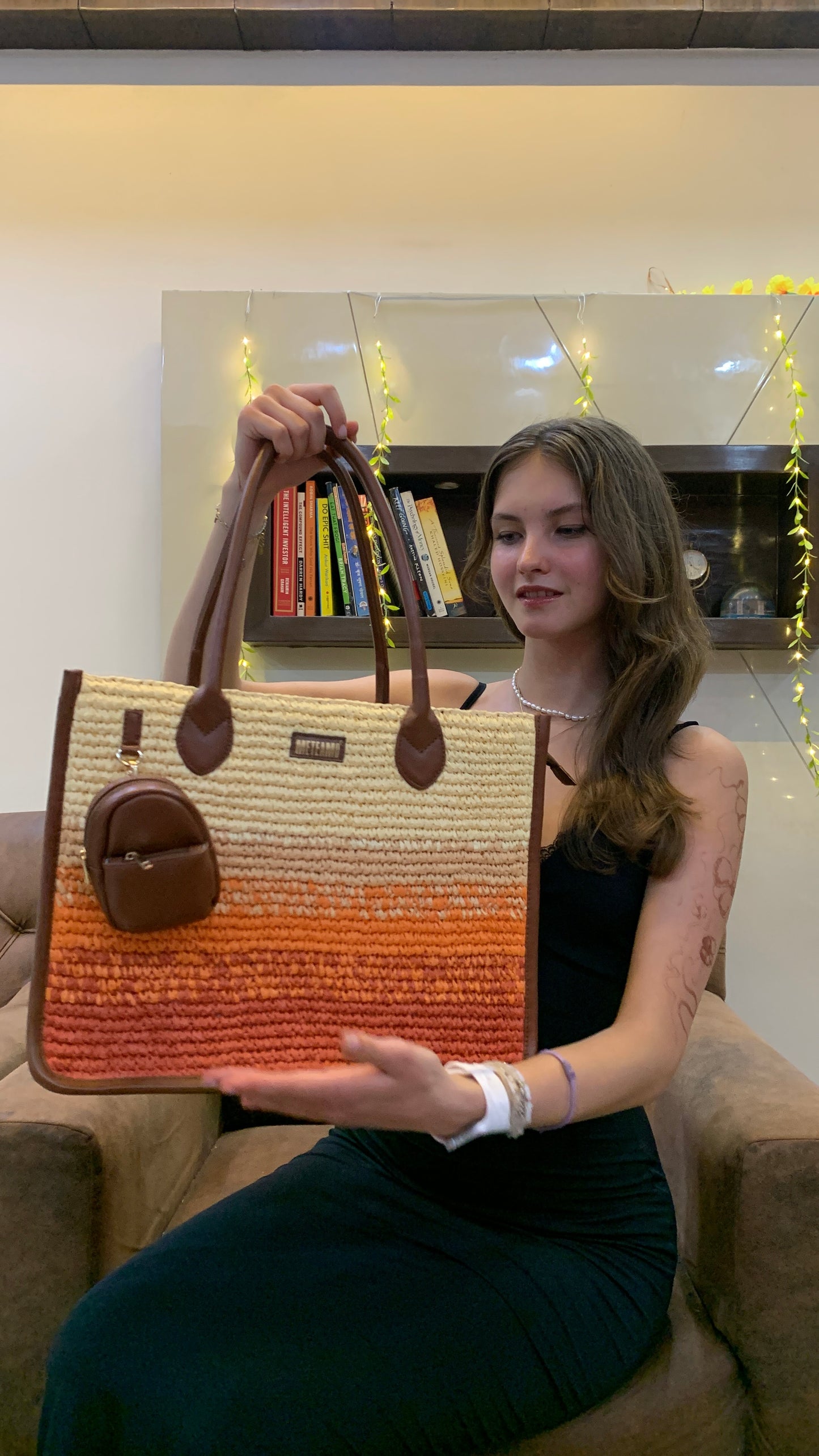 Cafe Sunset - Raffia Tote Bag