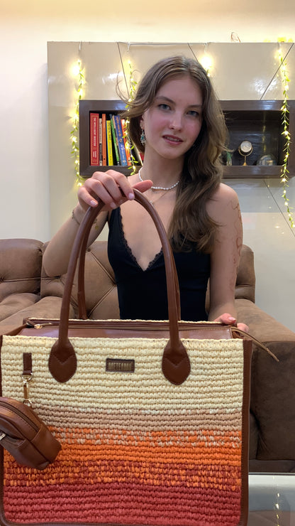 Cafe Sunset - Raffia Tote Bag