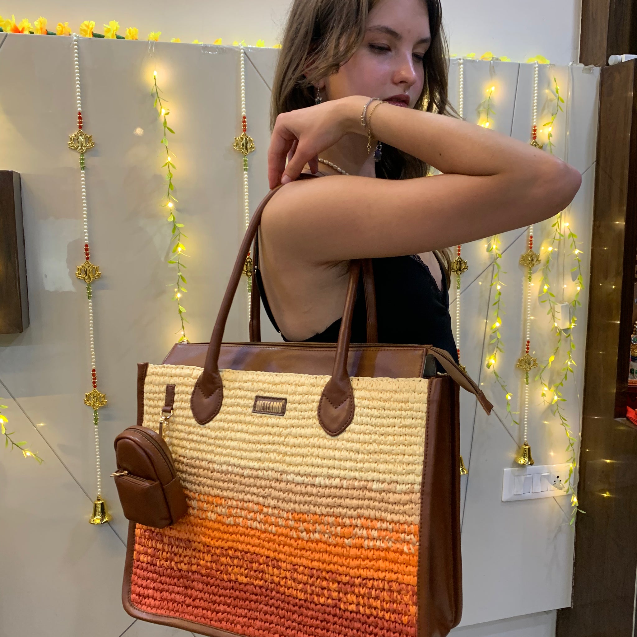 Cafe Sunset - Raffia Tote Bag