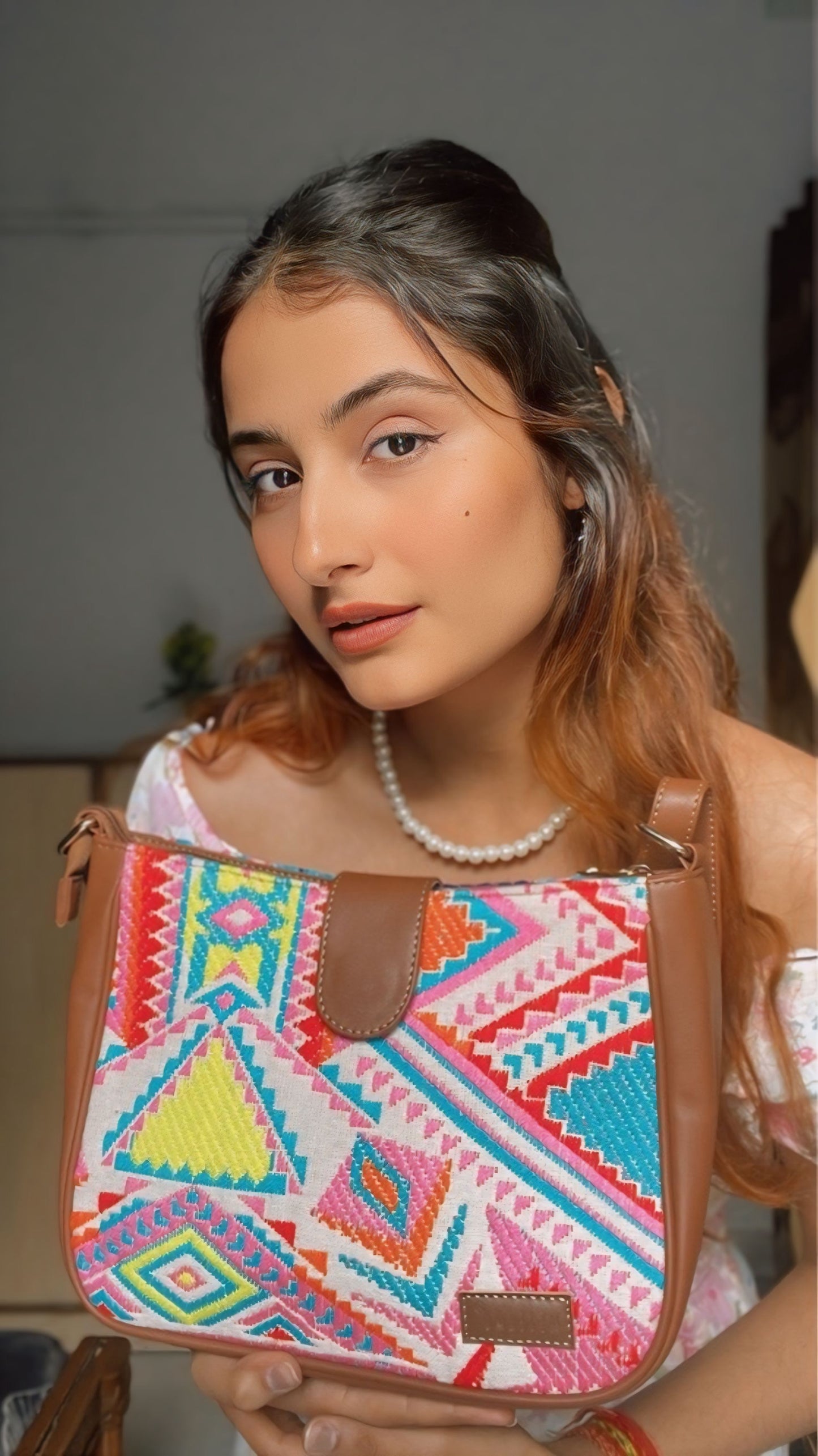 Artisan Weave Sling Bag - Rose (BOGO)