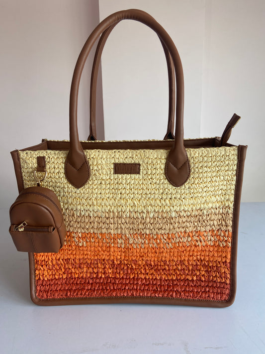 Cafe Sunset - Raffia Tote Bag